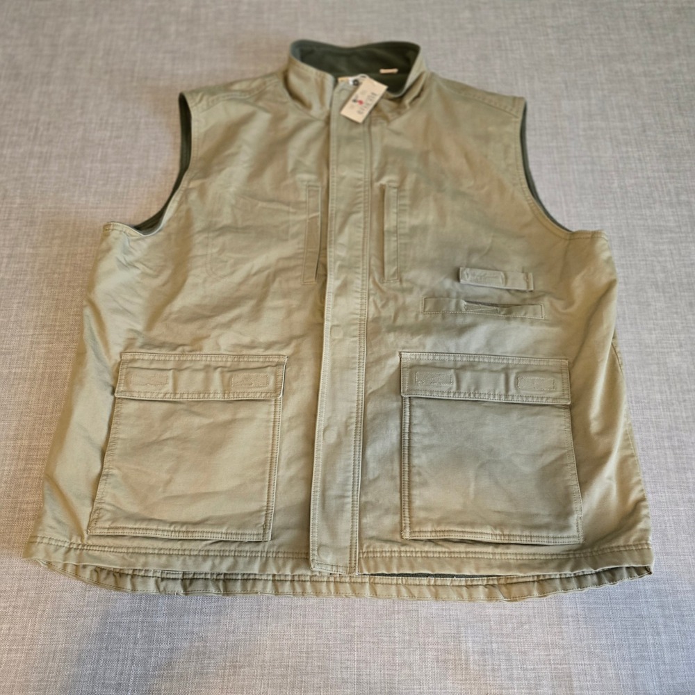 Red Head Brand Co Mens 2XL Khaki Canvas Fleece Lined Utility Workwear Vest NWT